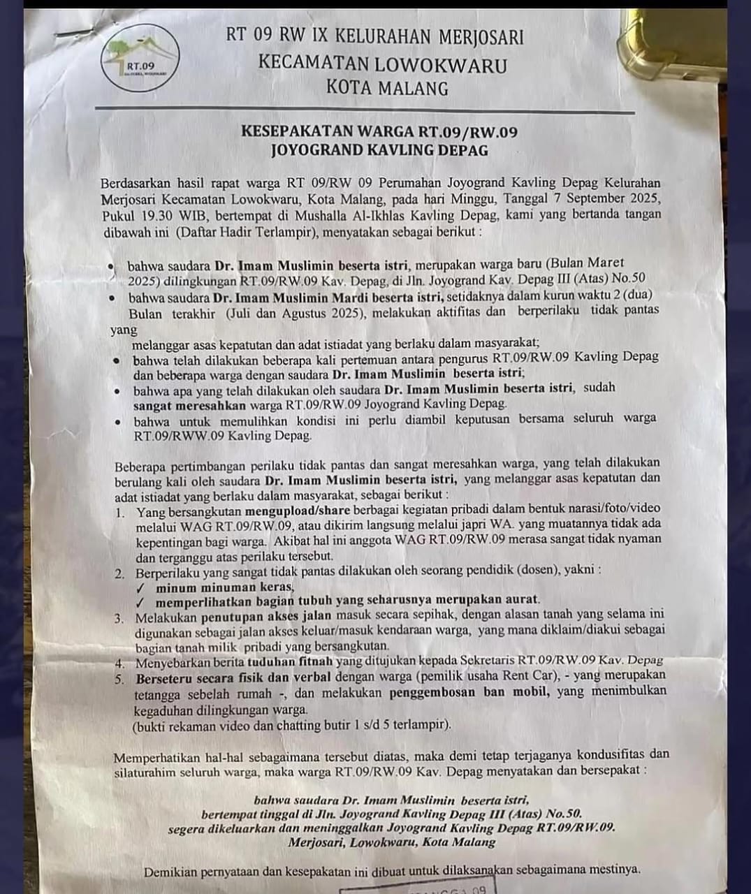 Surat Pengusiran Dosen UIN